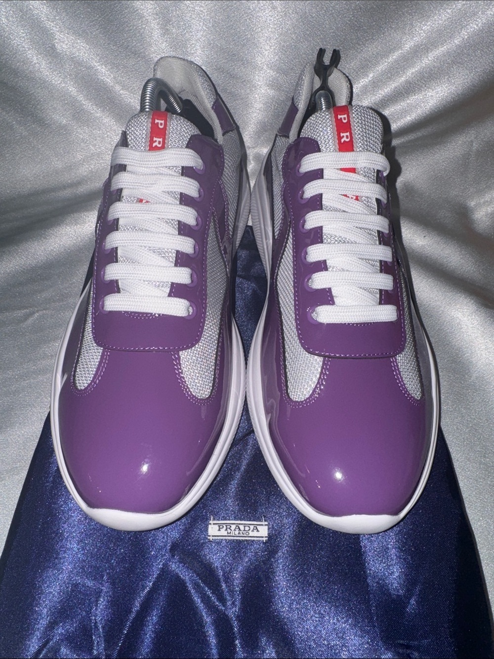 Prada Men's Purple and White Low-Top Lace-Up Sneakers!🔥New! Size: 11us - Picture 5 of 11